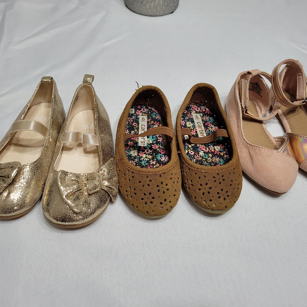 3 pair size 6 toddler girl flats